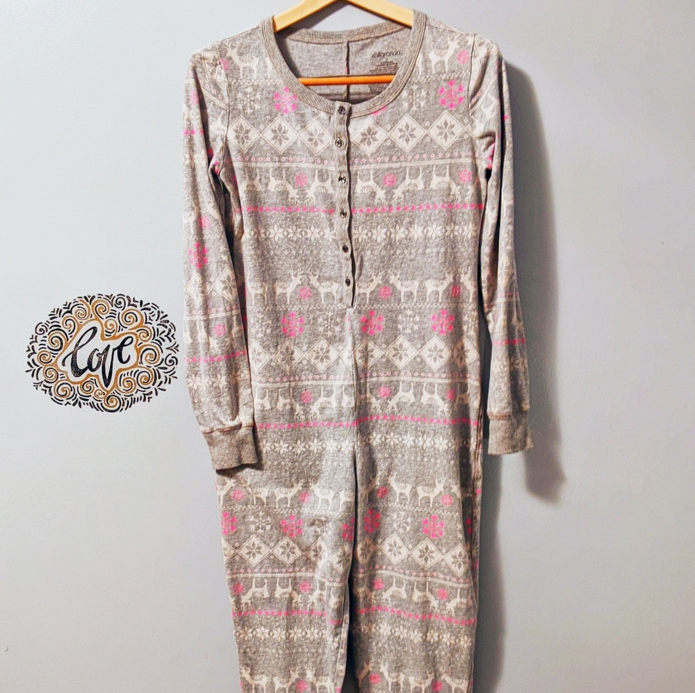Reindeer & Snowflake Pattern Full Body Long Johns